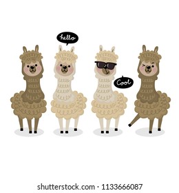 Cute alpaca vector. Animal wildlife cartoon character.