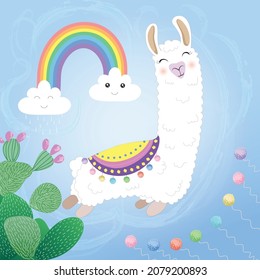 Cute Alpaca Vector Background, 9498x9448 pixels