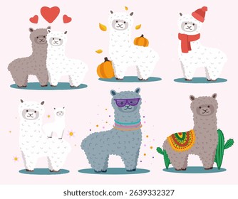 cute alpaca vector illustration adorable cartoon animal design
