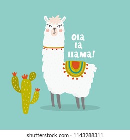 Cute alpaca vector print