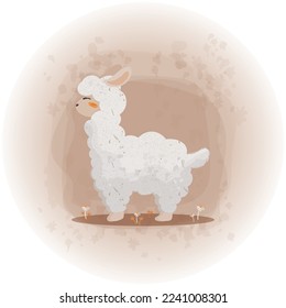 Cute Alpaca in Watercolor Vector Style Illustration 05