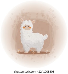 Cute Alpaca in Watercolor Vector Style Illustration 01