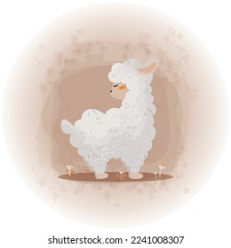 Cute Alpaca in Watercolor Vector Style Illustration 06