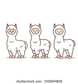 cute alpacas with different expression