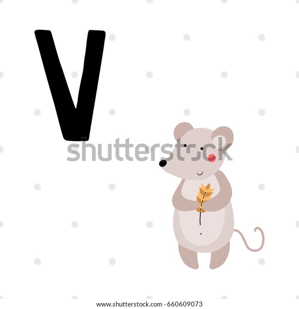 Cute Alphabet Animals Letter V Vole Stock Vector (Royalty Free) 660609073