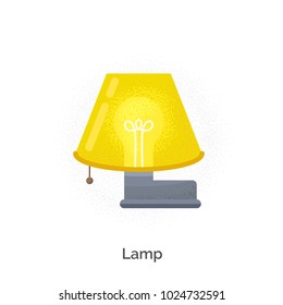 Cute alphabet with funny animals and objects in vector for children. Educational material for school and kindergarten. Baby font. With texture. Enjoy, play and learn. Lamp - letter L.