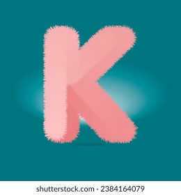 Cute alphabet with fur texture in vector illustration