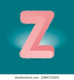 Cute alphabet with fur texture in vector illustration
