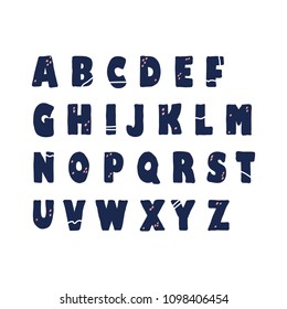 Cute alphabet. Isolated letters on white background. Perfect design for greeting cards, posters, T-shirts, banners, print invitations.
