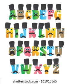 cute alphabet mustache guy set