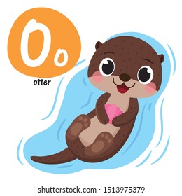 cute alphabet O otter joker illustration