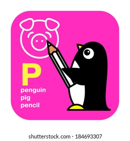 Cute alphabet. P letter