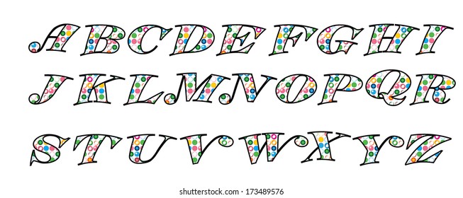 Cute alphabet with patterns of various circuits