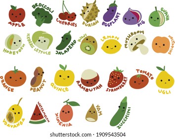 Cute alphabetical fruits and veggies 
