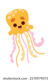 Cute amazing jellyfish cartoon character