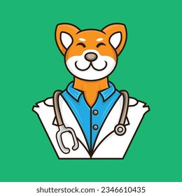 cute amazing mascot logo icon shiba inu dog character cartoon doctor
