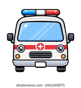 Cute ambulance car cartoon, Vektorgrafik