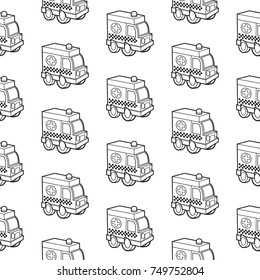 cute ambulance seamless pattern vector