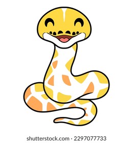 Cute amelanistic reticulated python cartoon