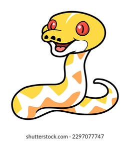 Cute amelanistic reticulated python cartoon