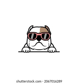 Cute american bully dog with sunglasses cartoon, vector illustration svg