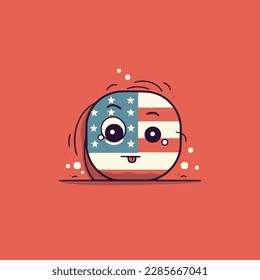 Cute American cartoon flag vector