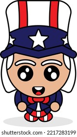 cute American country boy mascot character cartoon vector illustration