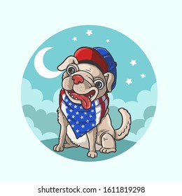 cute american dog canine illustration vector