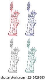 Cute American Dreams Liberty Statue Character Vector Illustration. New York Landmark
