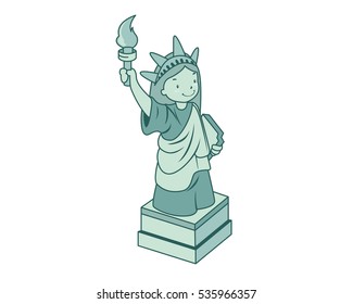 Cute American Dreams Liberty Statue Character 