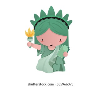 Cute American Dreams Liberty Statue Character 