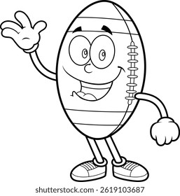 Personagem de desenho animado bonito do mascote do futebol americano da página colorida - Ilustração desenhada à mão do vetor isolada no fundo transparente