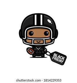 cute american football player with black friday discount