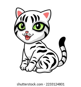 Cute american short hair cat cartoon sitting