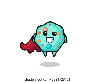 el lindo personaje ameba como superhéroe volador, diseño de estilo lindo para camisetas, pegatinas, elemento logo