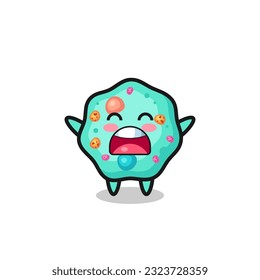 cute amoeba mascot with a yawn expression , cute style design for t shirt, sticker, logo element