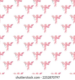 Cute amour Angels seamless pattern create card for Valentines day wedding 