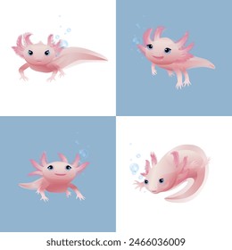 Lindo anfibio axolotl. Ilustración vectorial, patrón sin costuras para la tela, textil, patrones, póster, placas, impresión, Fondo de pantalla.