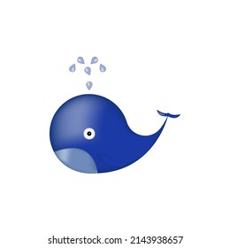 Cute amusing whale on a white background. vector illustration.