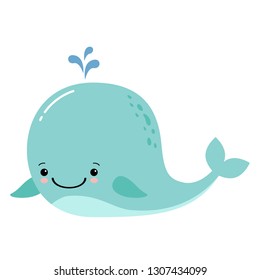 Cute amusing whale, prints image, vector illustration