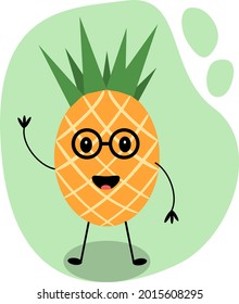 Cute ananas character. Vector illustration in flat style. Colorful summer design. 