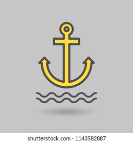 Cute anchor icon isolated on grey