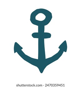 Cute anchor icon. Vector flat hand drawn summer vacation illustration in cartoon style