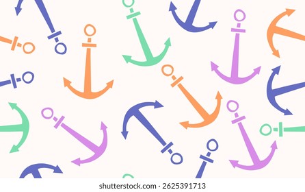 Design de vetor de fundo de padrão de âncora bonito