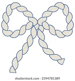 Cute Anchor Rope's Bow. Vector hand drawn ribbon bow. Elegant greeting nautical decor element for invitations, cards, greeting cards, flyers.
