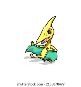 cute ancient bird dinosaur vector illustration