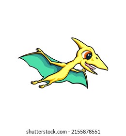 cute ancient bird dinosaur vector illustration