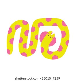 Cute ancient Egypt composition, postcard with funny hand drawn doodle snake wild reptile animal. Old civilization, desert nature t shirt print, cover, template, banner, poster print objects