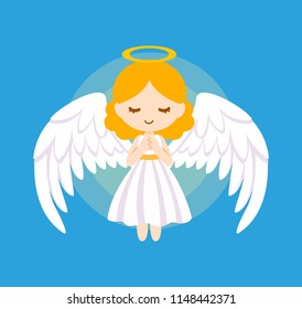 Cute angel bless vector illustration.