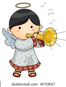 Cute Angel Blowing Horn Vector Stock Vector (Royalty Free) 45719017 ...